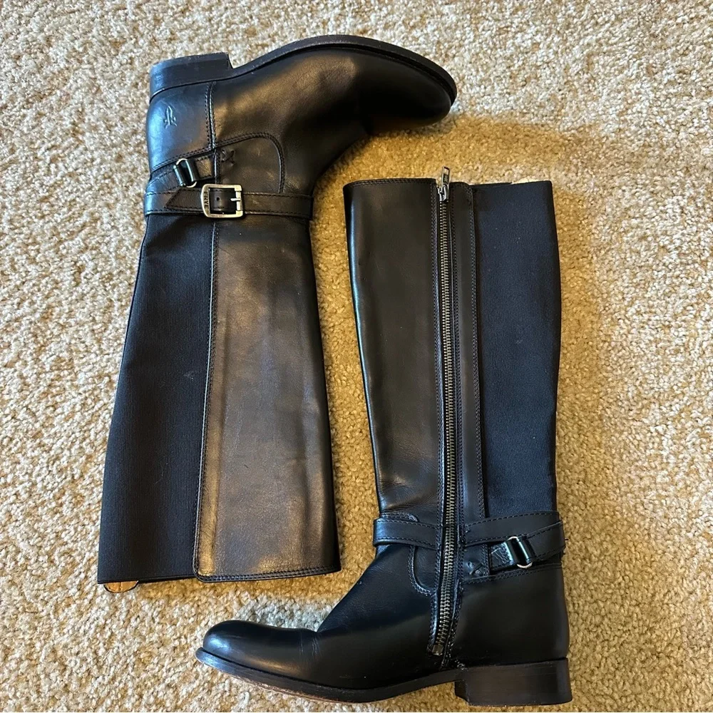 Frye Black Leather Tall Riding Boots Women’s Size 6.5 Classic Equestrian Style